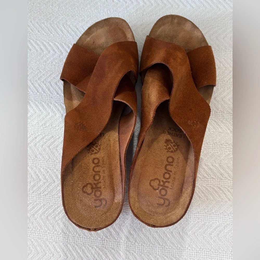 💚Women's Tan Suede Slide Sandals